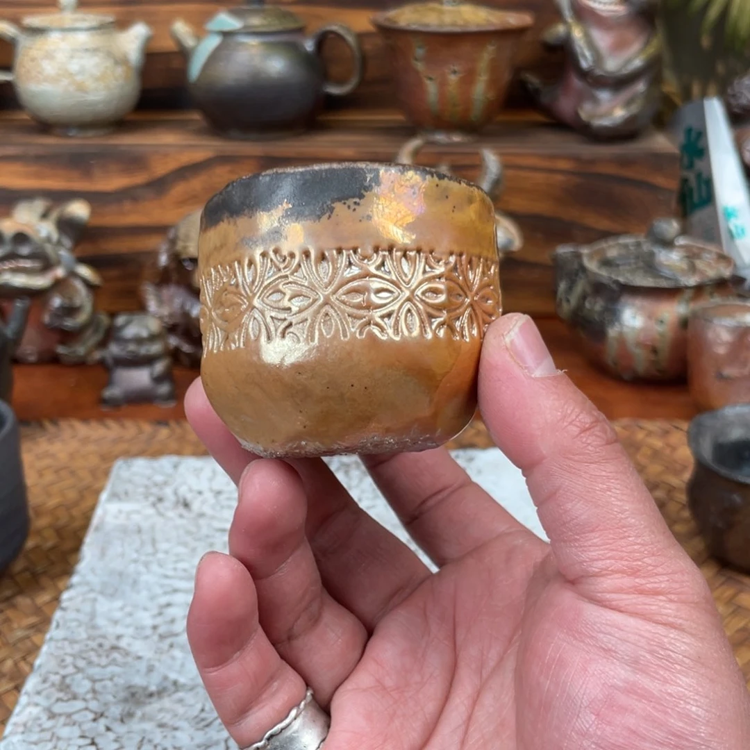 柴烧的小茶杯咯哈