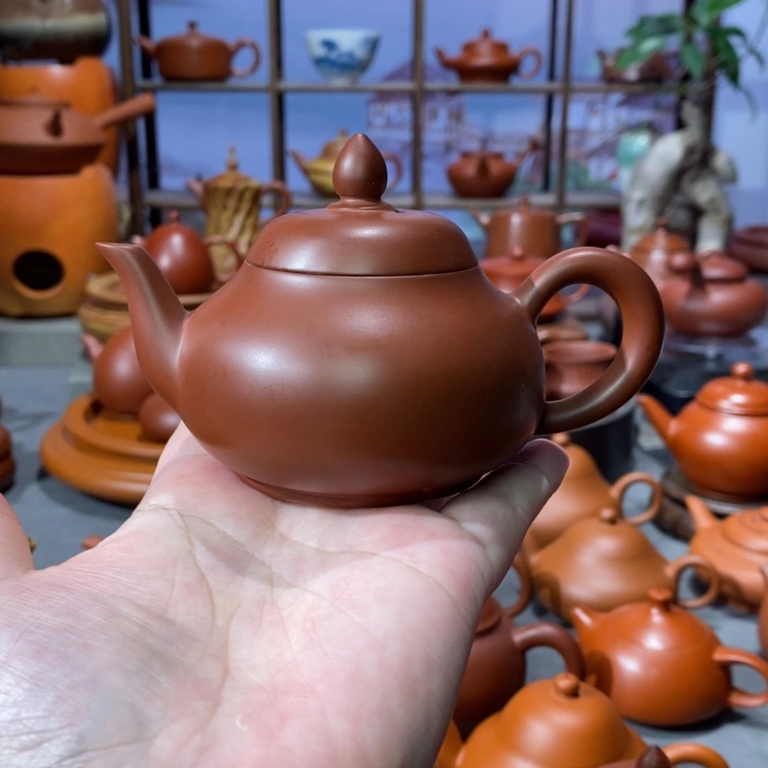 茶壶朱泥章淑煌朱泥三弯梨壶115c
