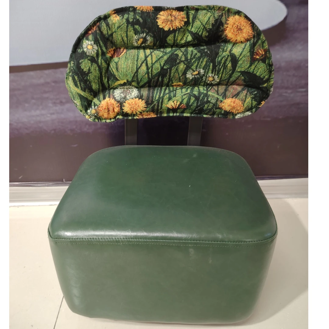 提花换鞋凳家用实木中古靠背沙发椅子滑轮凳子客厅矮凳溜溜凳