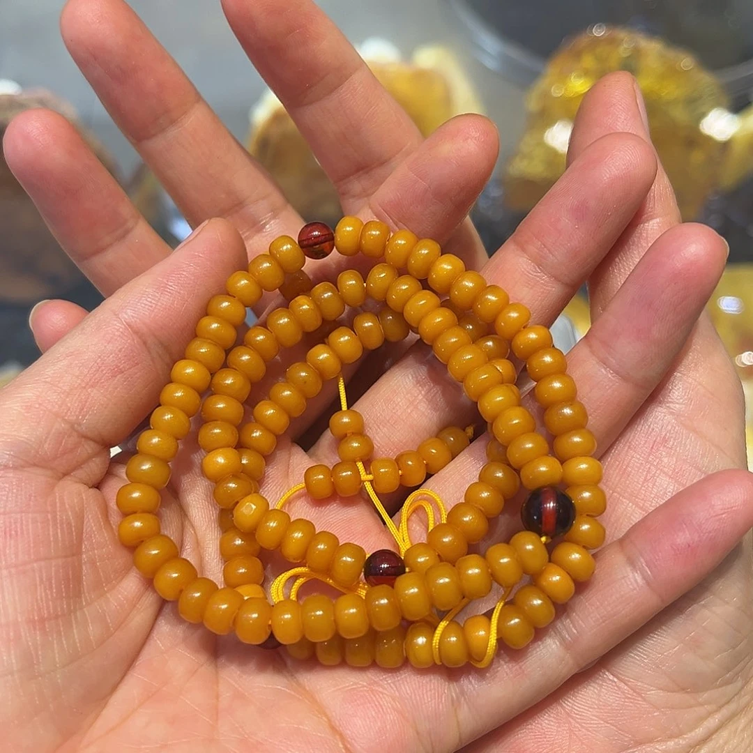 琥珀未镶嵌颈饰108珠链
