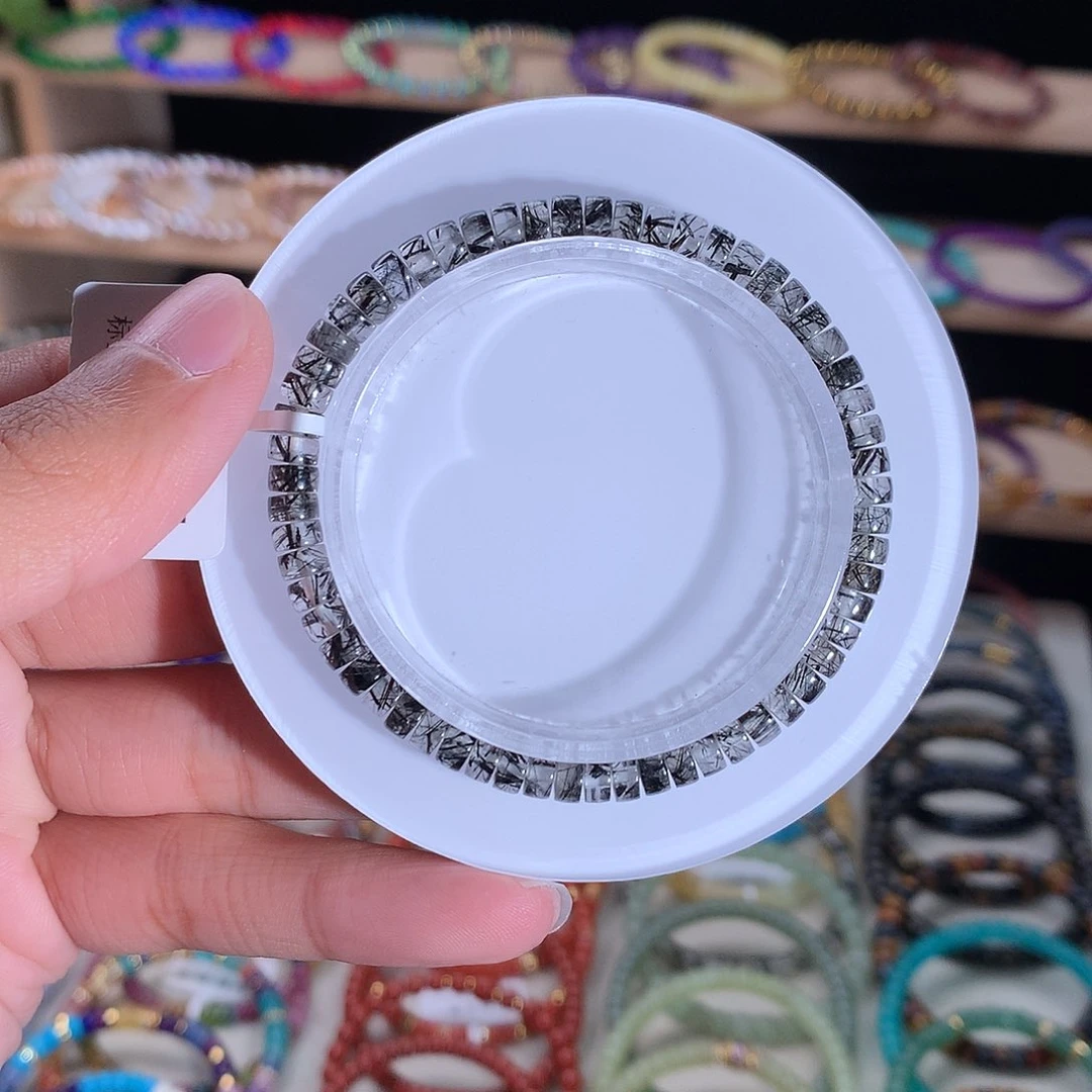 未镶嵌手串发晶精工药片黑发晶5mm