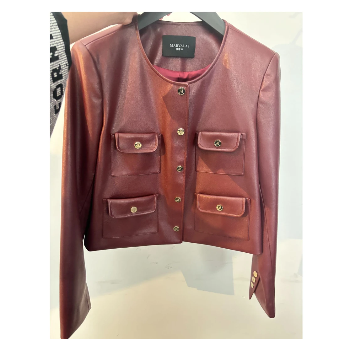 【小北专属】曼德诗外套2025秋季新款时尚气质干练皮衣