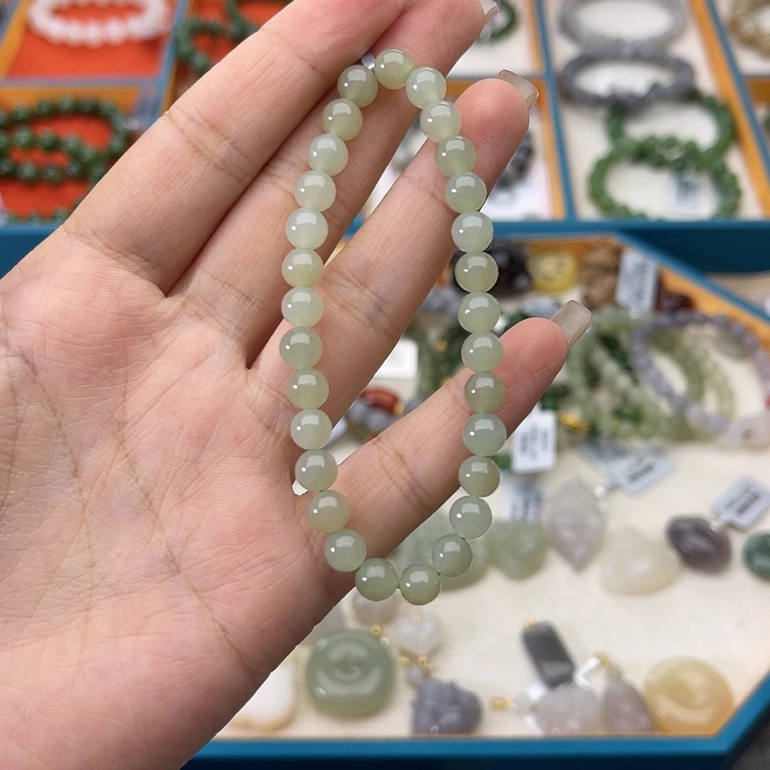 和田玉未镶嵌手串w1晴水6mm