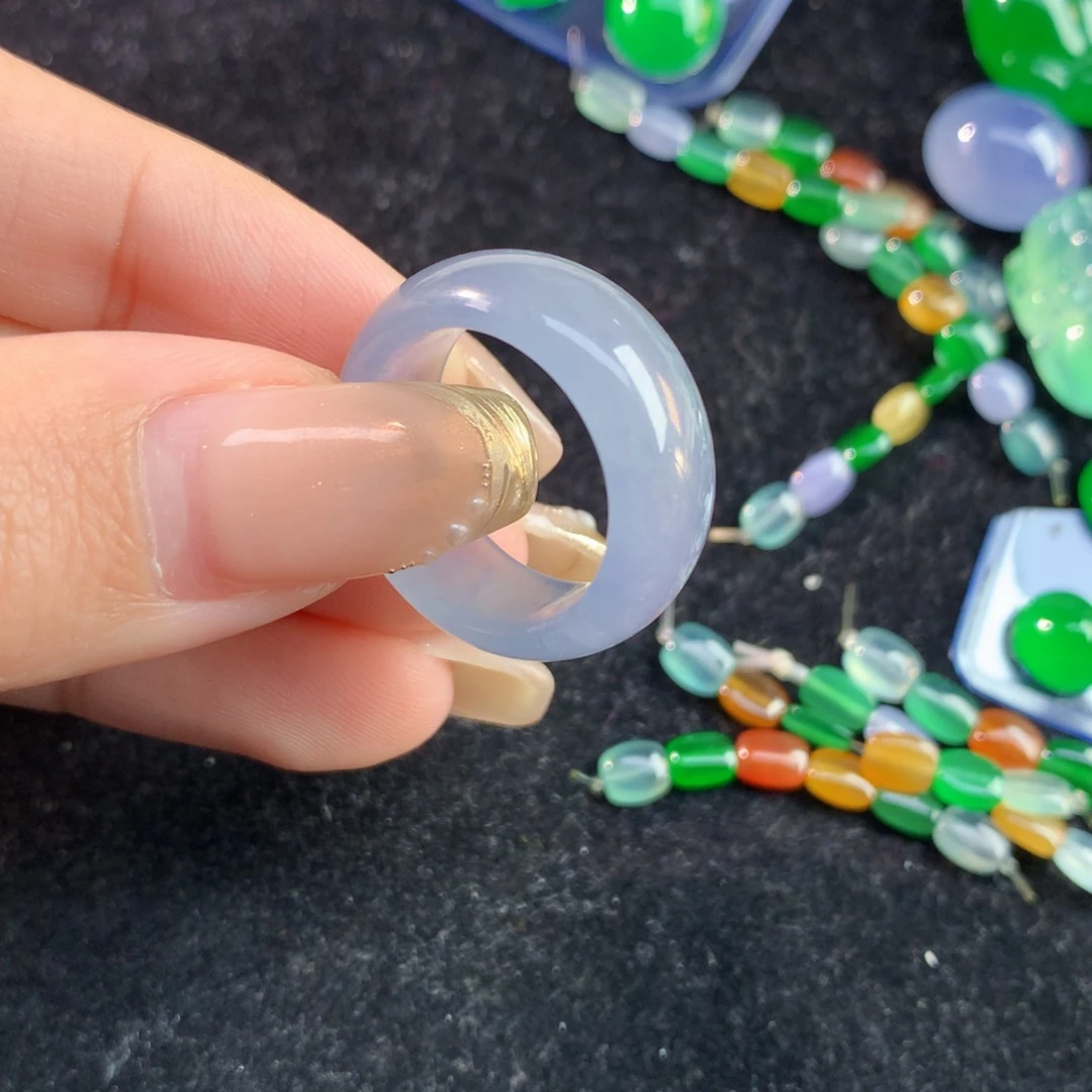 翡翠裸石13圈口紫