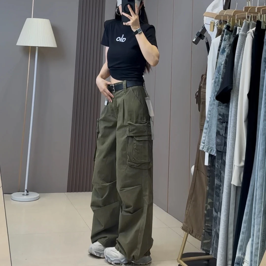 美式工装裤女2025夏季新款宽松显瘦休闲裤阔腿裤长裤