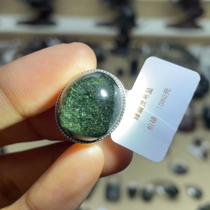 银S925镶嵌手链水晶绿幽灵蛋面定制