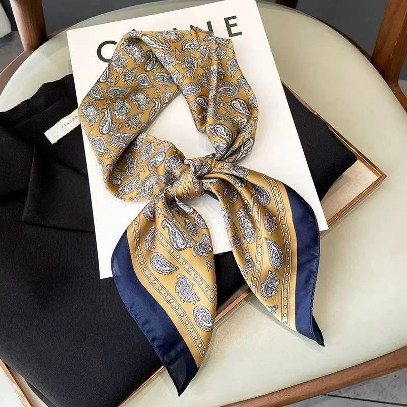 A046 金腰果方巾丝巾围巾70*70大尺寸 布料W 1