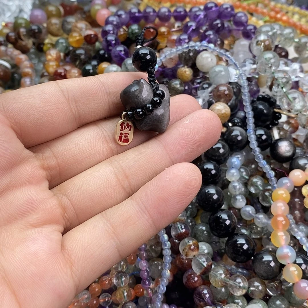 黑曜岩未镶嵌手链手链