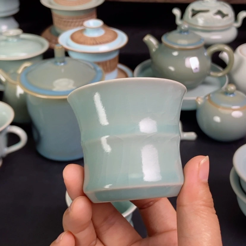 【闪购商品】竹节杯原矿仿古天青