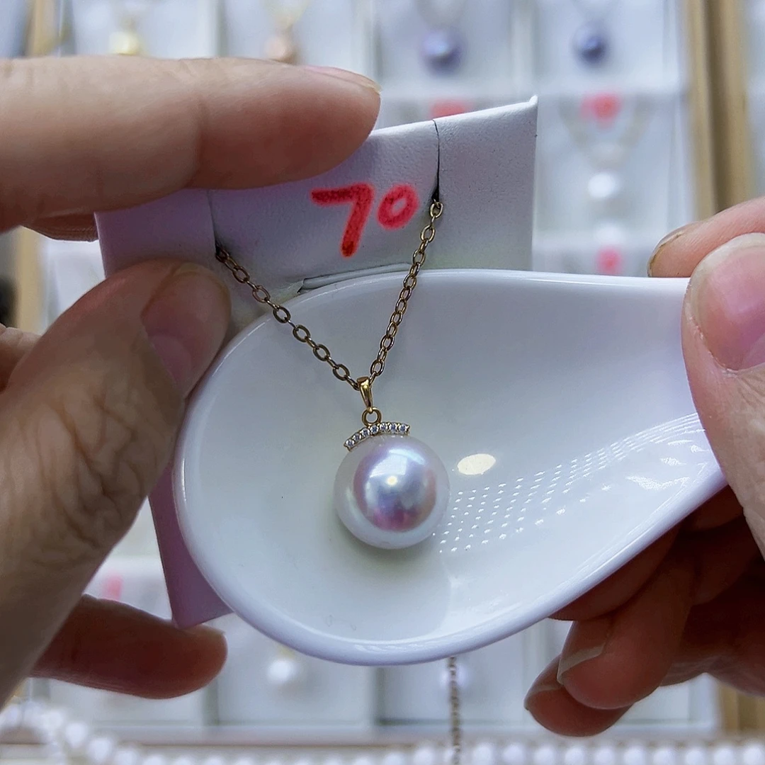 淡水珍珠18K金镶嵌吊坠(不含链)