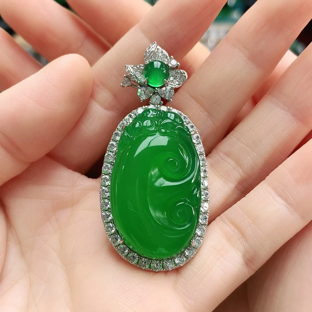 玛瑙/玉髓吊坠银S925镶嵌