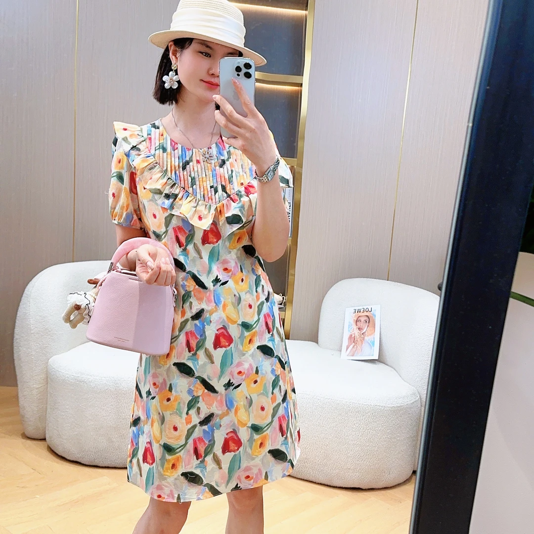 连衣裙女中长款显瘦裙子气质夏季减龄时尚法式宽松甜美裙子6359