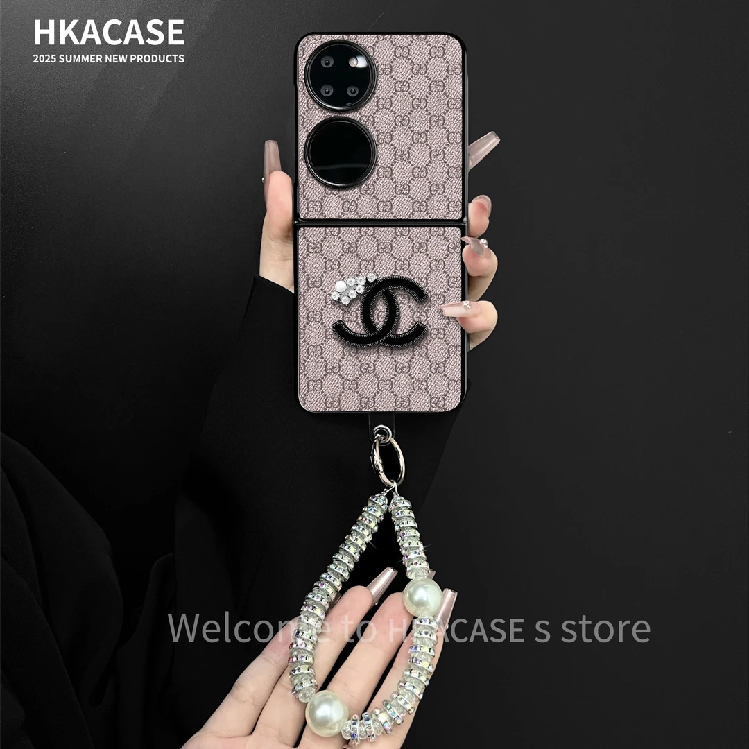 适用华为p50pocket手机壳轻奢蝴蝶结小羊皮折叠壳全包简约保护套