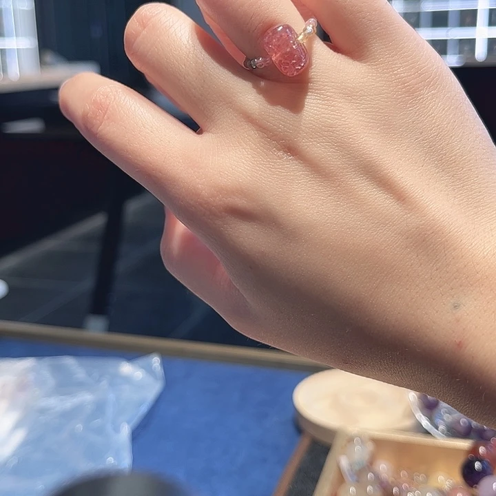 水晶手链未镶嵌碧玺小戒指