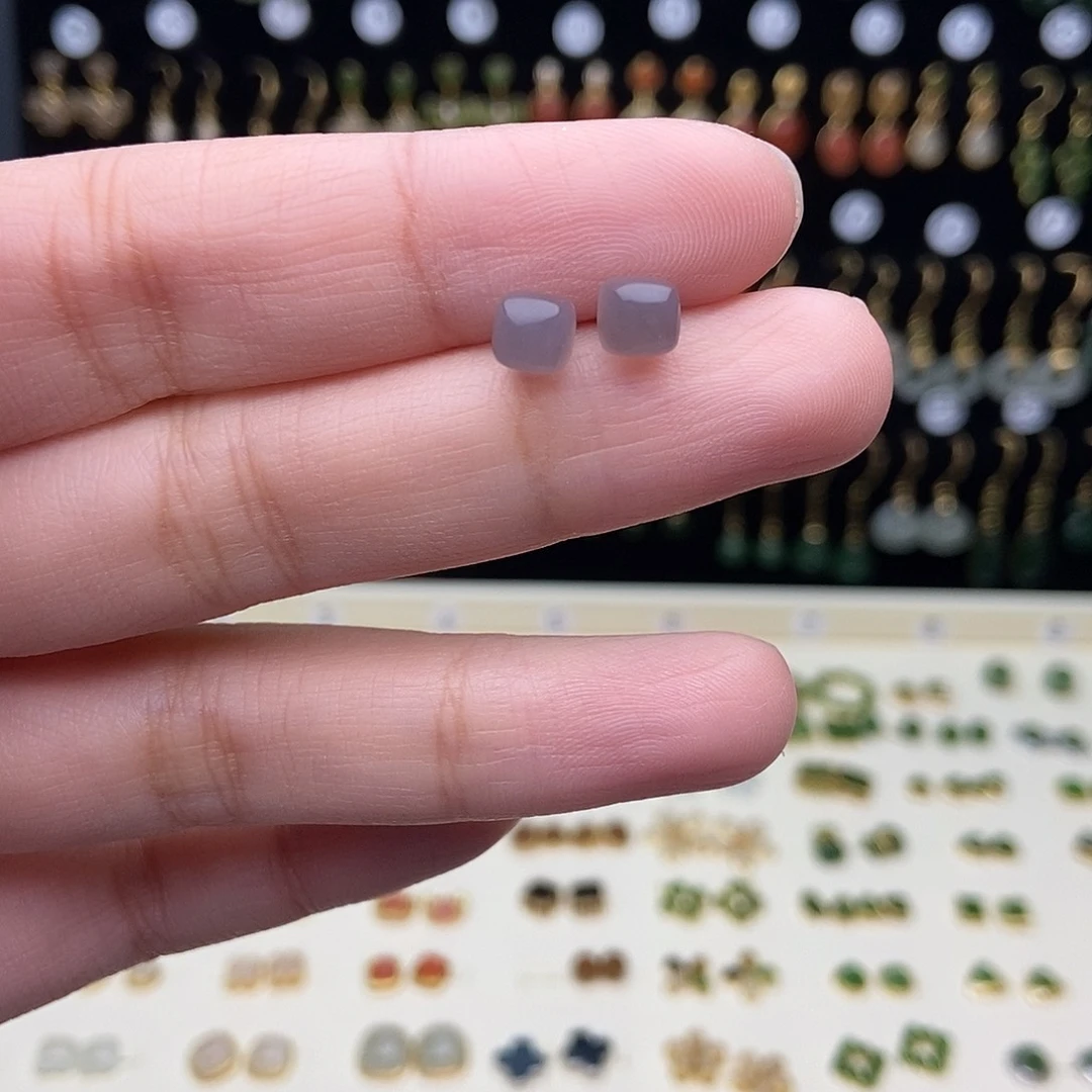 和田玉银S925镀金镶嵌耳饰