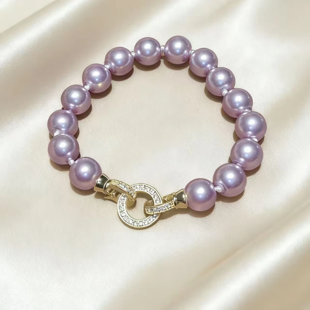 铜合金手链 法式卡通风紫色女百搭气质环环相扣梦幻经典s11012