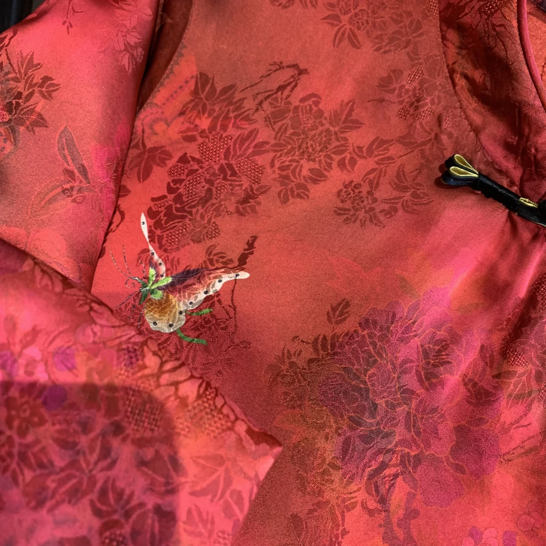 狐狸毛新中式国风提花旗袍裙连衣裙裙子女棉服棉衣md