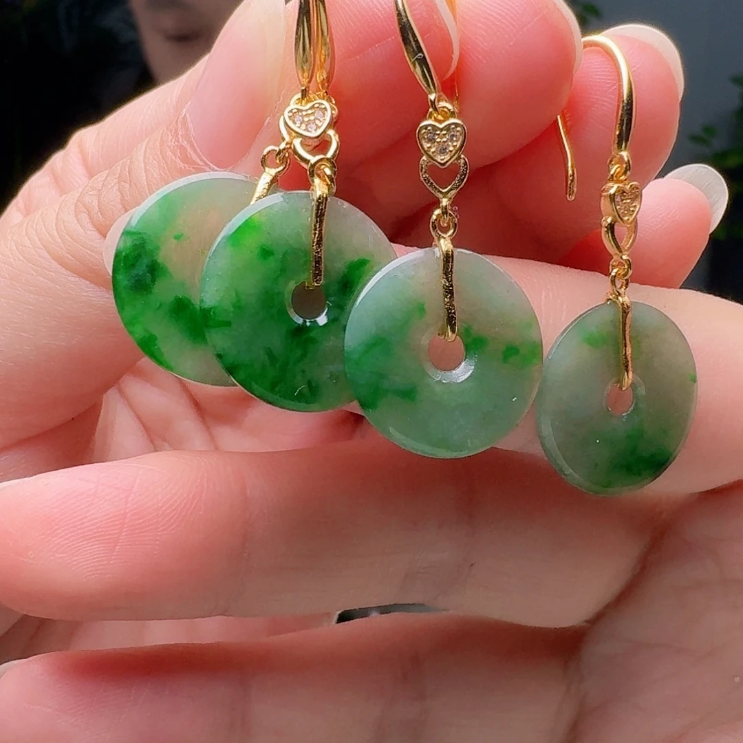 翡翠银S925镶嵌耳饰多样性发货其一