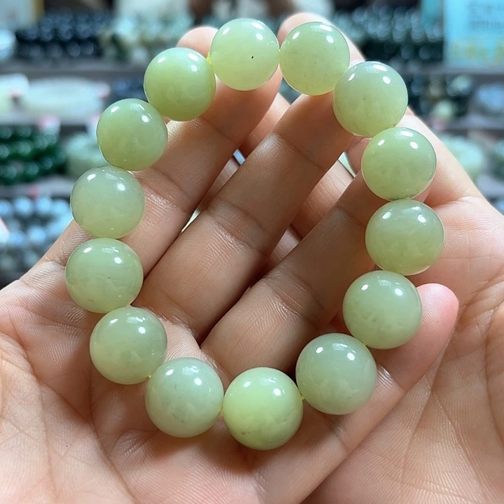和田玉手链未镶嵌新疆若羌黄口料青花卡16