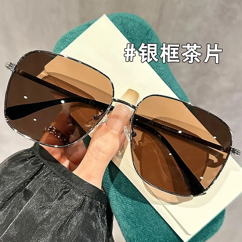 高级感大框男女墨镜偏光开车太阳镜防紫外线茶色眼镜(可配近视）