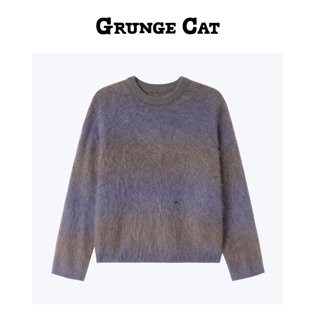 Grunge Cat羊绒针法渐变拉绒套衫