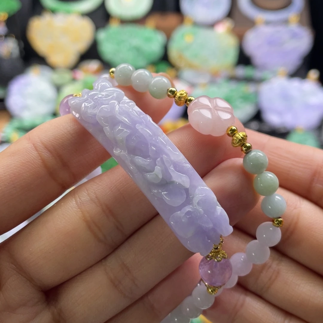 翡翠未镶嵌手链代编织