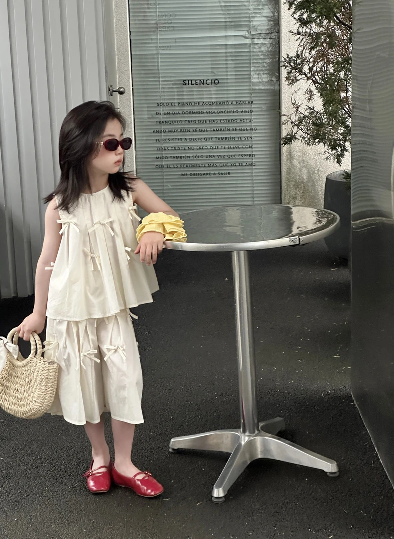 2025上新季甜梦初夏系列女童蝴蝶结无袖套装潮流高定设计款26428