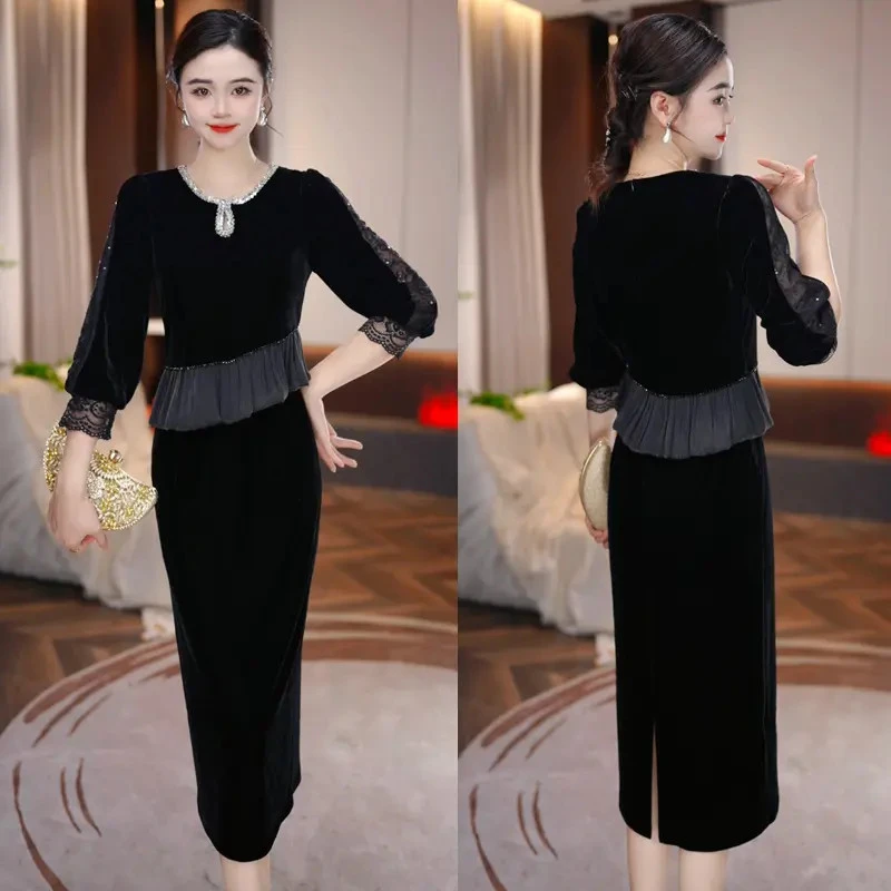 【月影丝绒】2025年秋季新款连衣裙七夕穿搭轻奢连衣裙不挑人