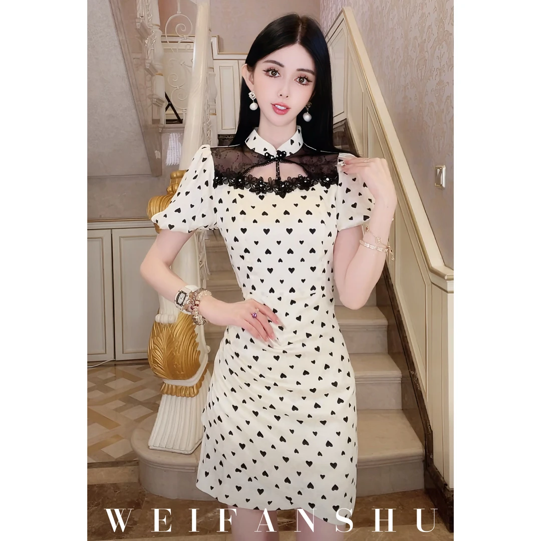 WEIFANSHU/魏凡舒【优越千金】夏季新款设计感名媛收腰显瘦连衣裙
