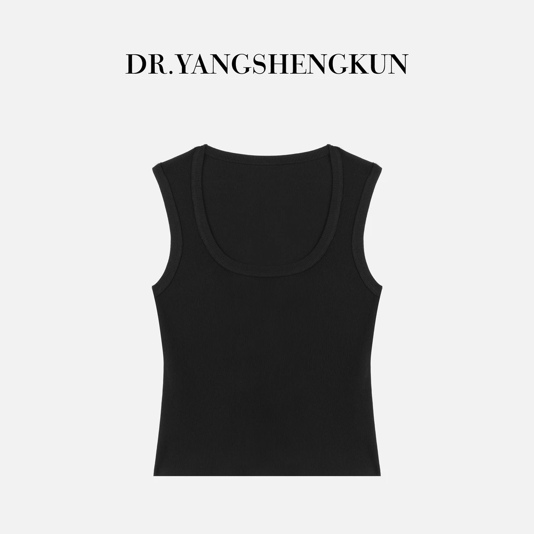DR杨圣坤2025夏季桑蚕丝混纺修身百搭纯色U型领背心女B2503-2907