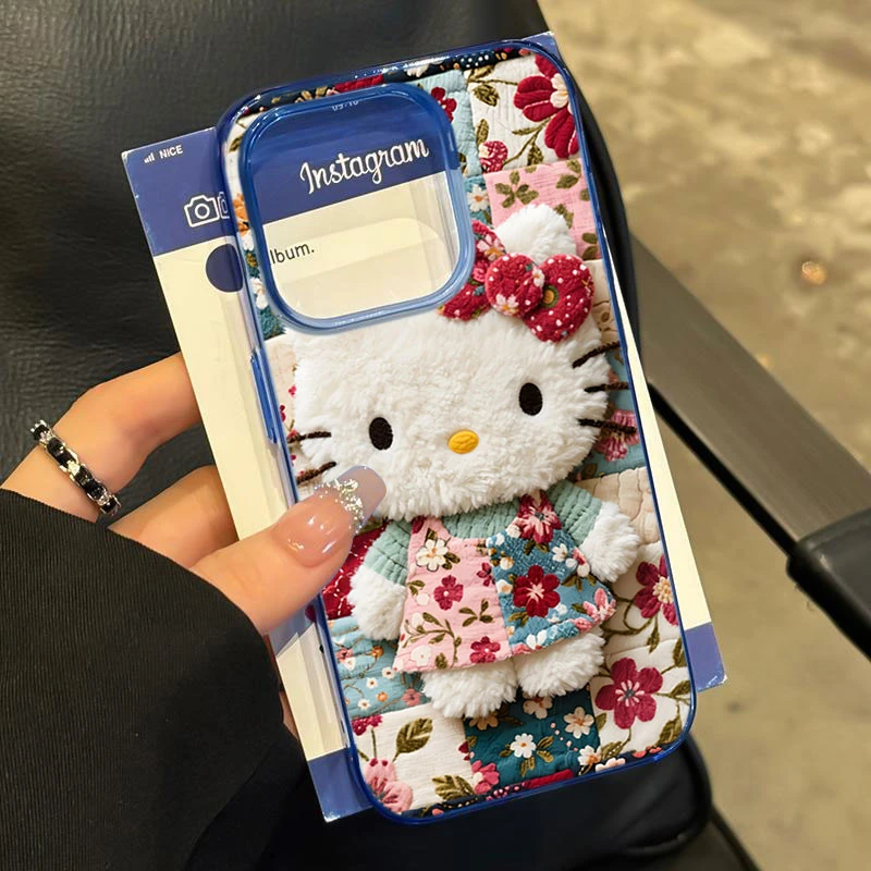 平面碎花凯蒂适用iPhone16苹果14_15PROMAX软胶13手机壳12情侣11X