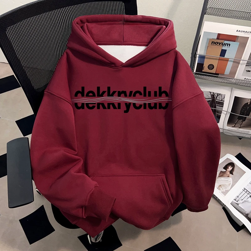 Dekkry潮牌创意个性字母设计高级感秋冬连帽卫衣男女oversize上衣