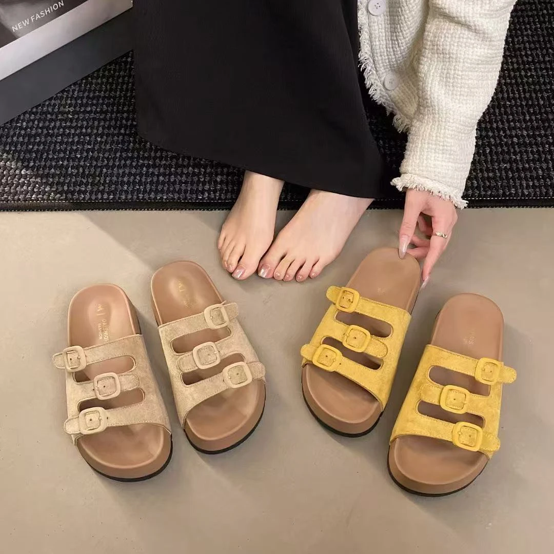 C2605皮带扣勃肯一字拖外穿凉拖鞋