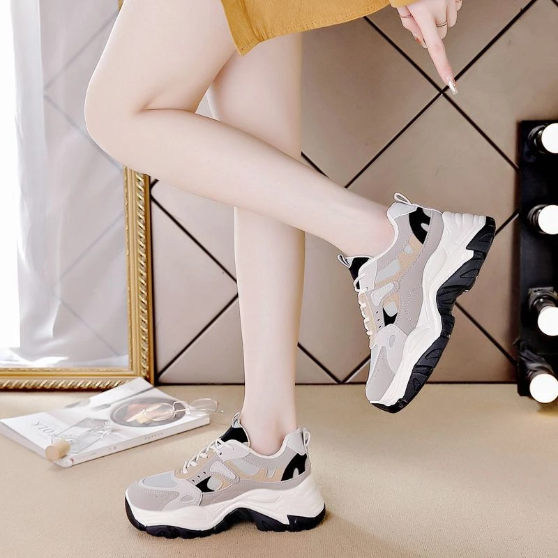 女生秋新款高帮休闲板鞋老爹鞋V5515