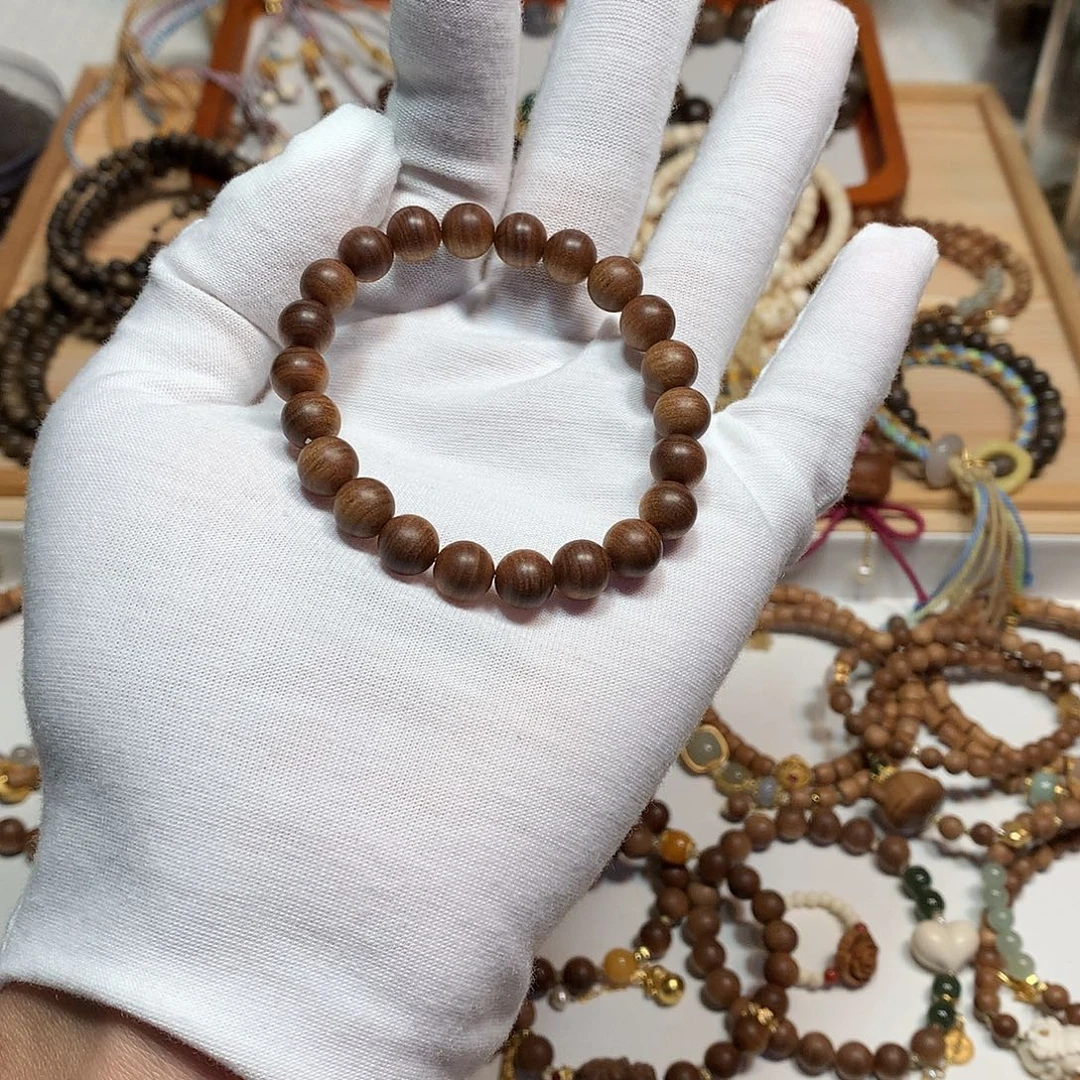 檀香木手串/手链老料黑肉虎皮横纹08手串