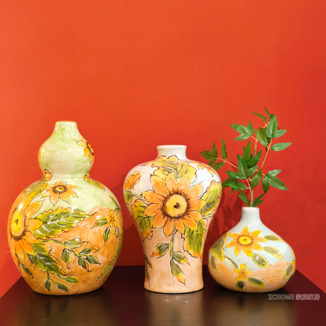 【ZC·宗宸家居】陶瓷花瓶干插花手绘复古水培鲜花花器家用陶瓷摆件