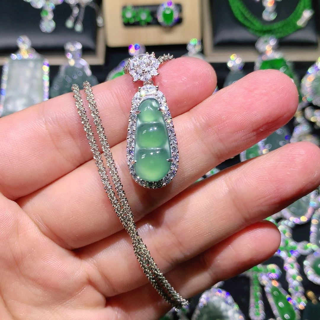 翡翠银S925镶嵌吊坠(不含链)