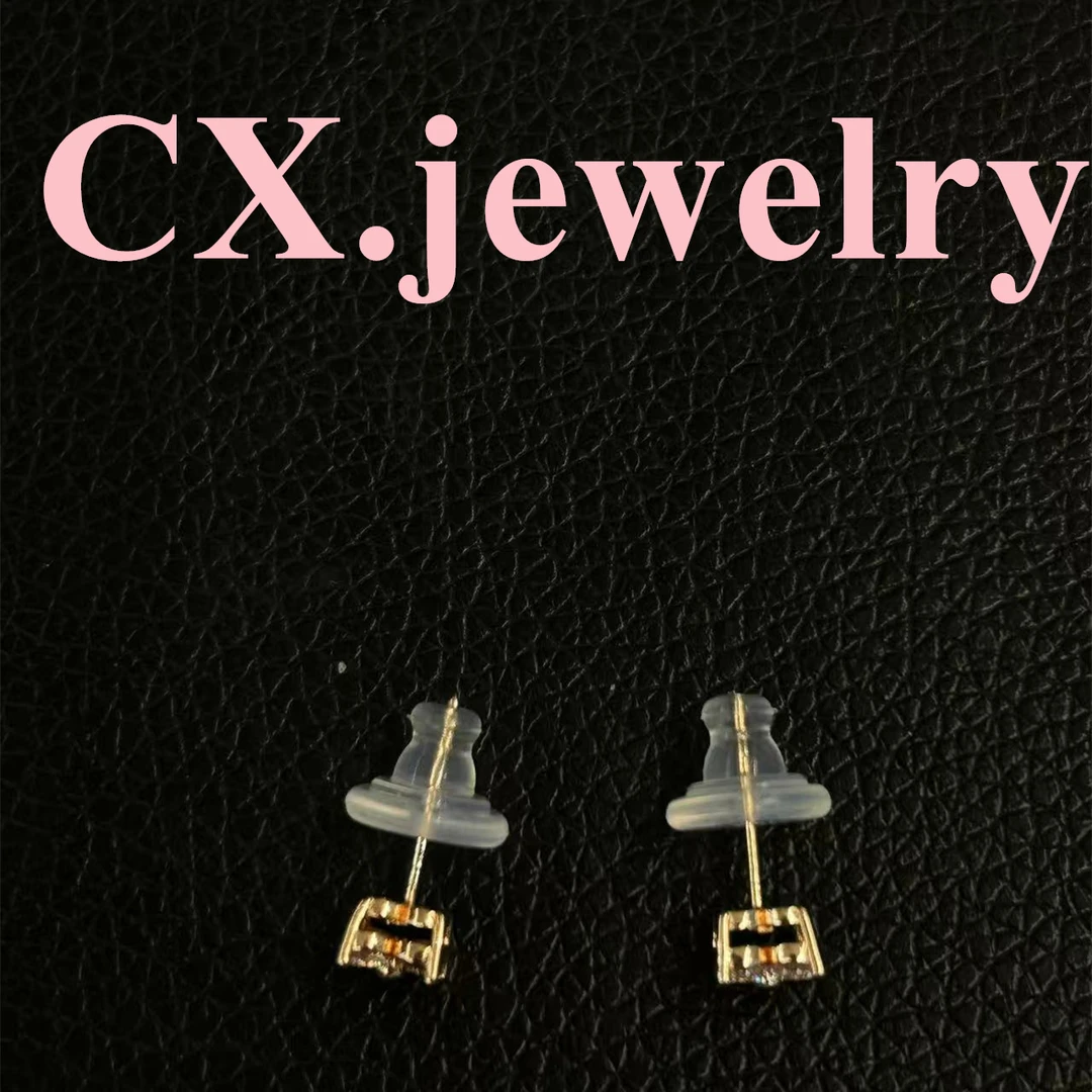 铜合金合成锆石耳饰 玫瑰金钻花耳钉 5023