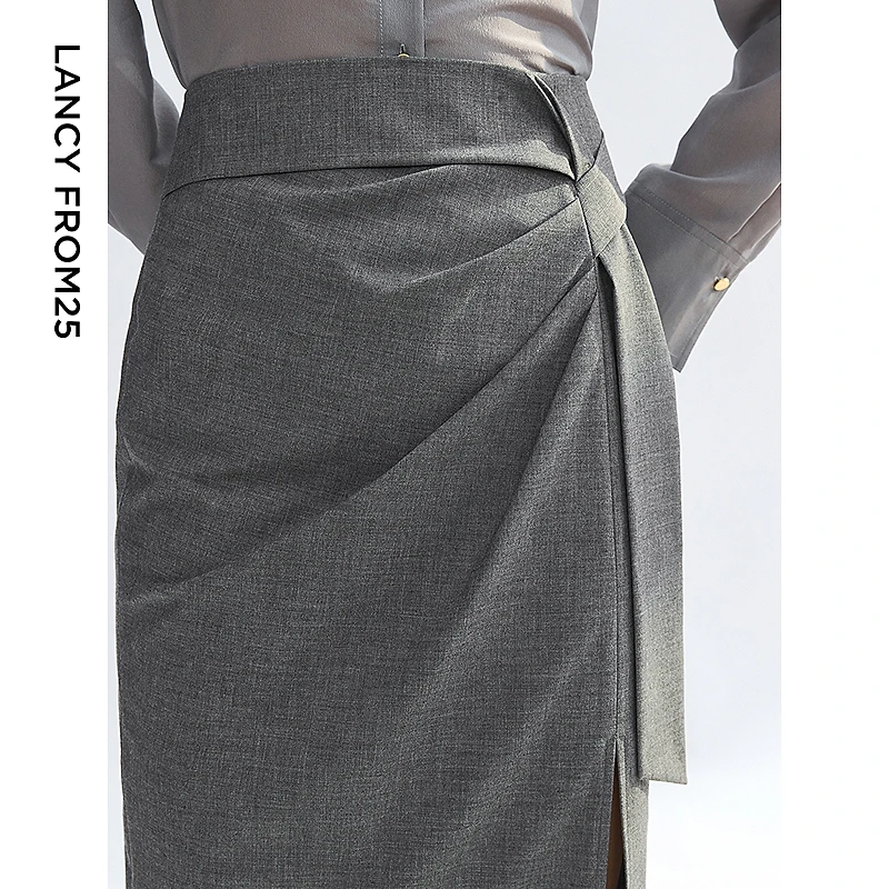 朗姿法式夏季高腰显瘦半身裙气质长款直筒包臀裙2023年新款裙子女