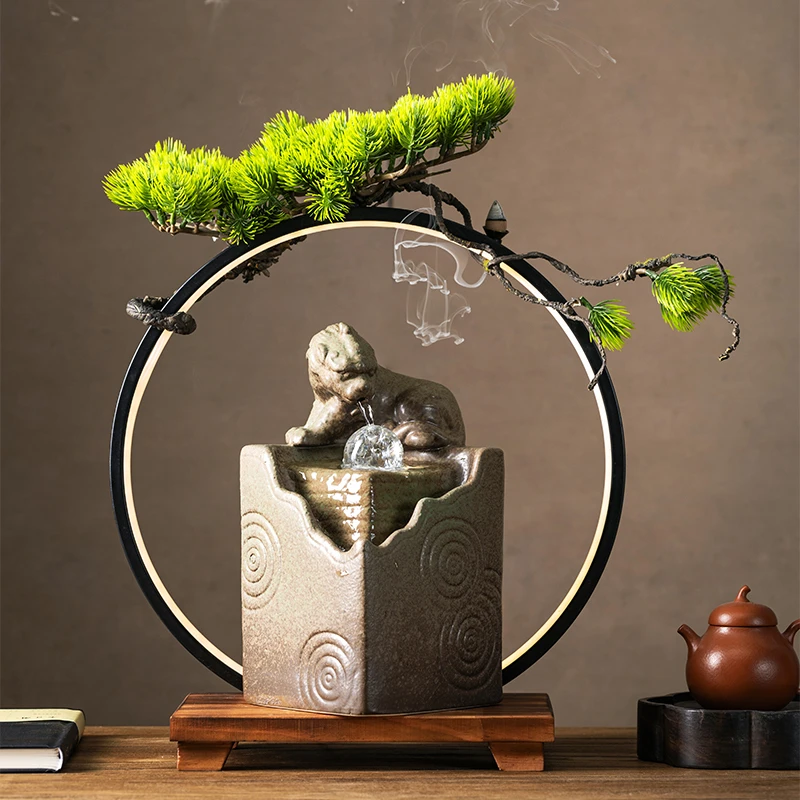 招财吸水兽风水球流水摆件办公室办公桌收银台客厅茶桌桌面装饰品