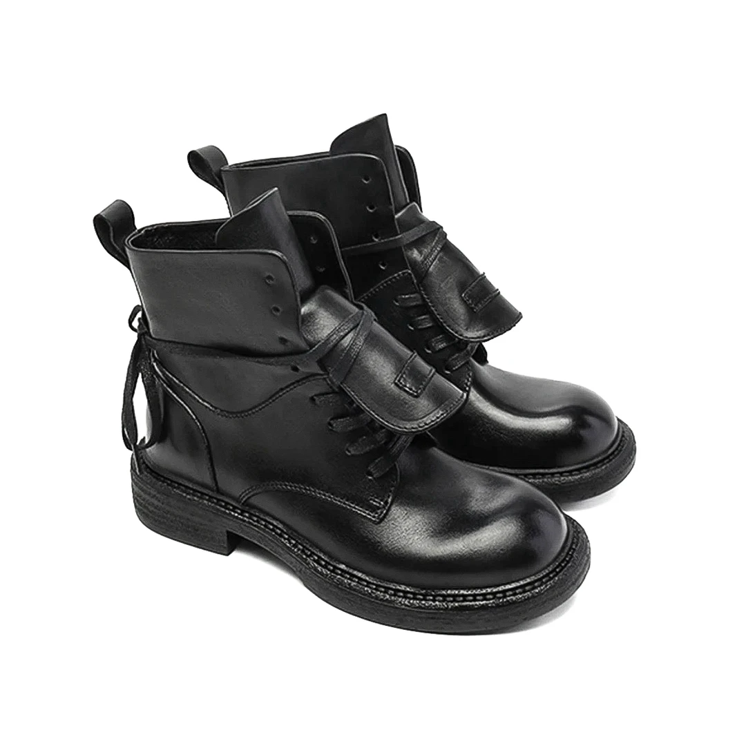 廖姐私服｜4公分｜头层马皮~【水洗高定】油蜡真皮短靴手工马丁靴