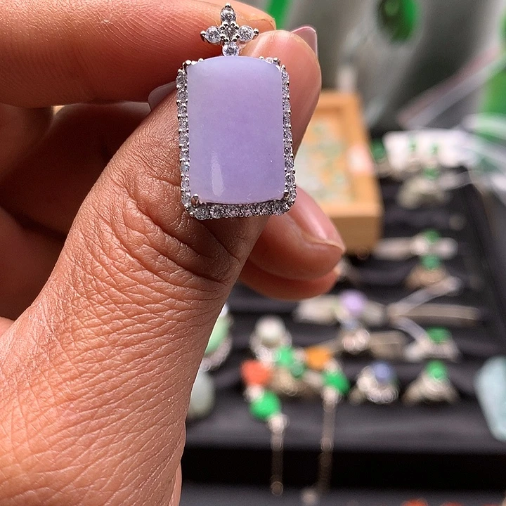 翡翠银S925镶嵌吊坠(不含链)