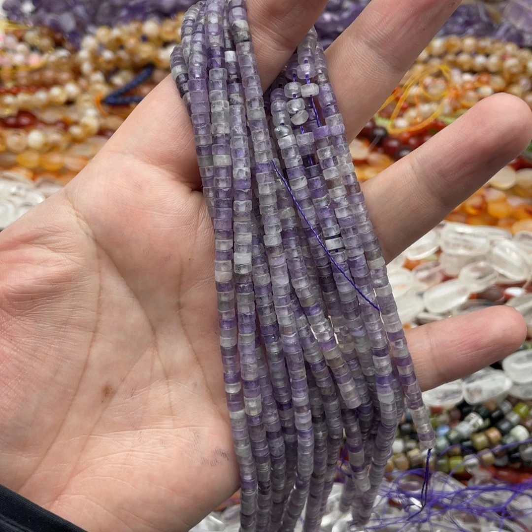 玛瑙/玉髓珠宝半成品未镶嵌一条装4mm紫水晶直切隔片