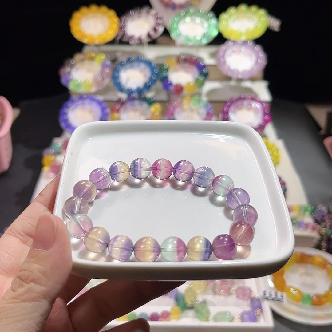 萤石手串未镶嵌梦幻独角兽千层10加