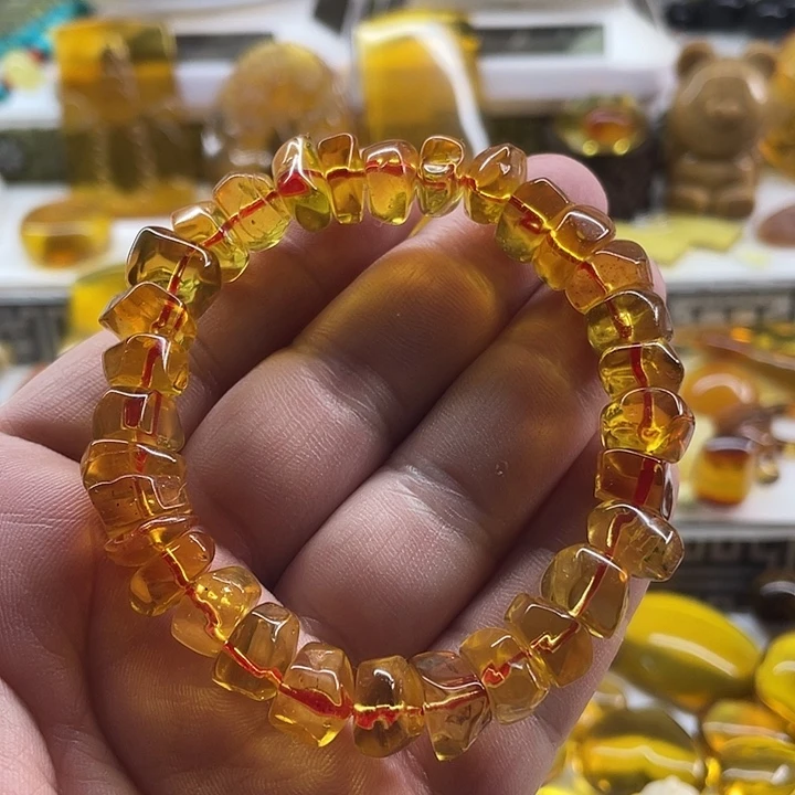 琥珀未镶嵌裸石手串