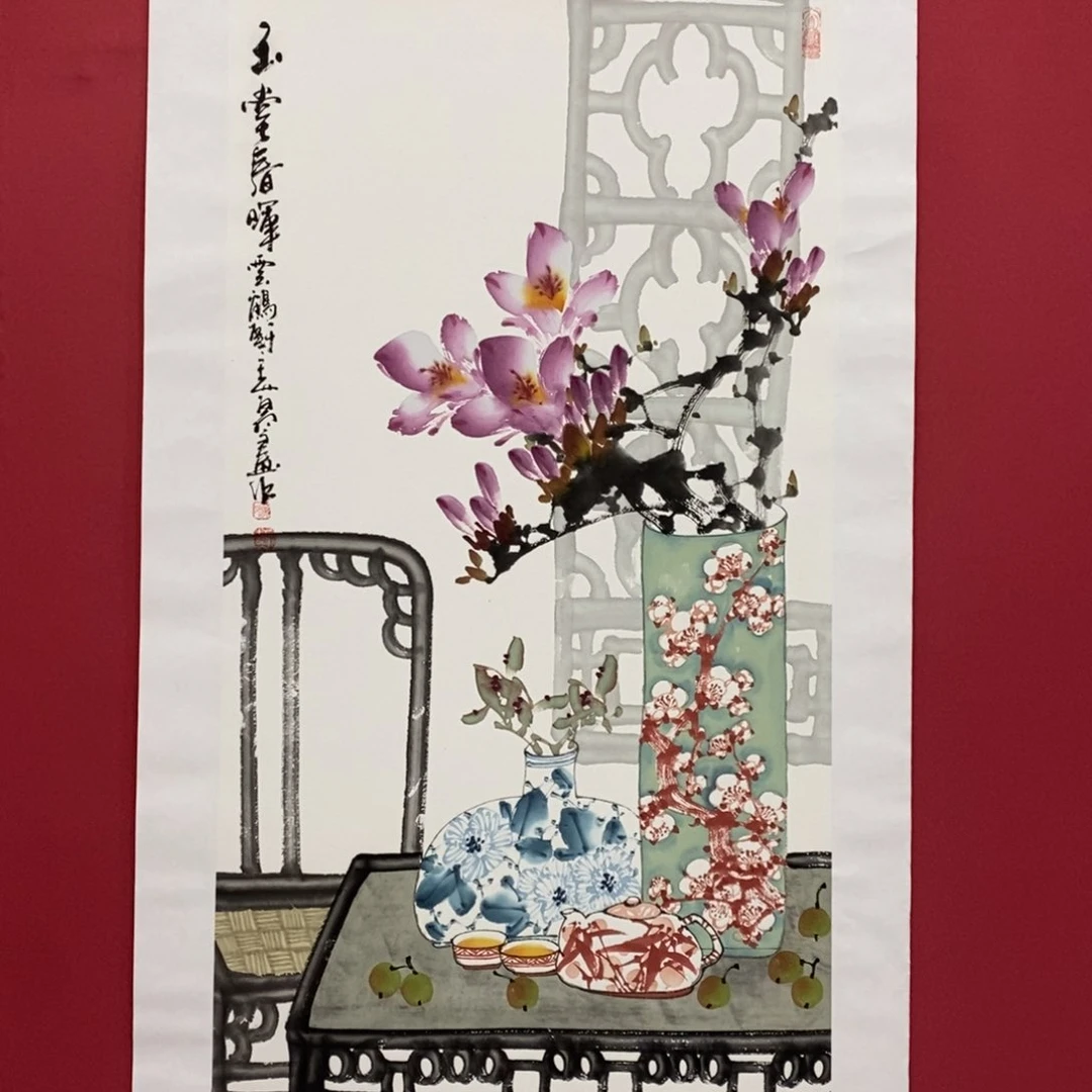 国画陈党明三尺真人真品