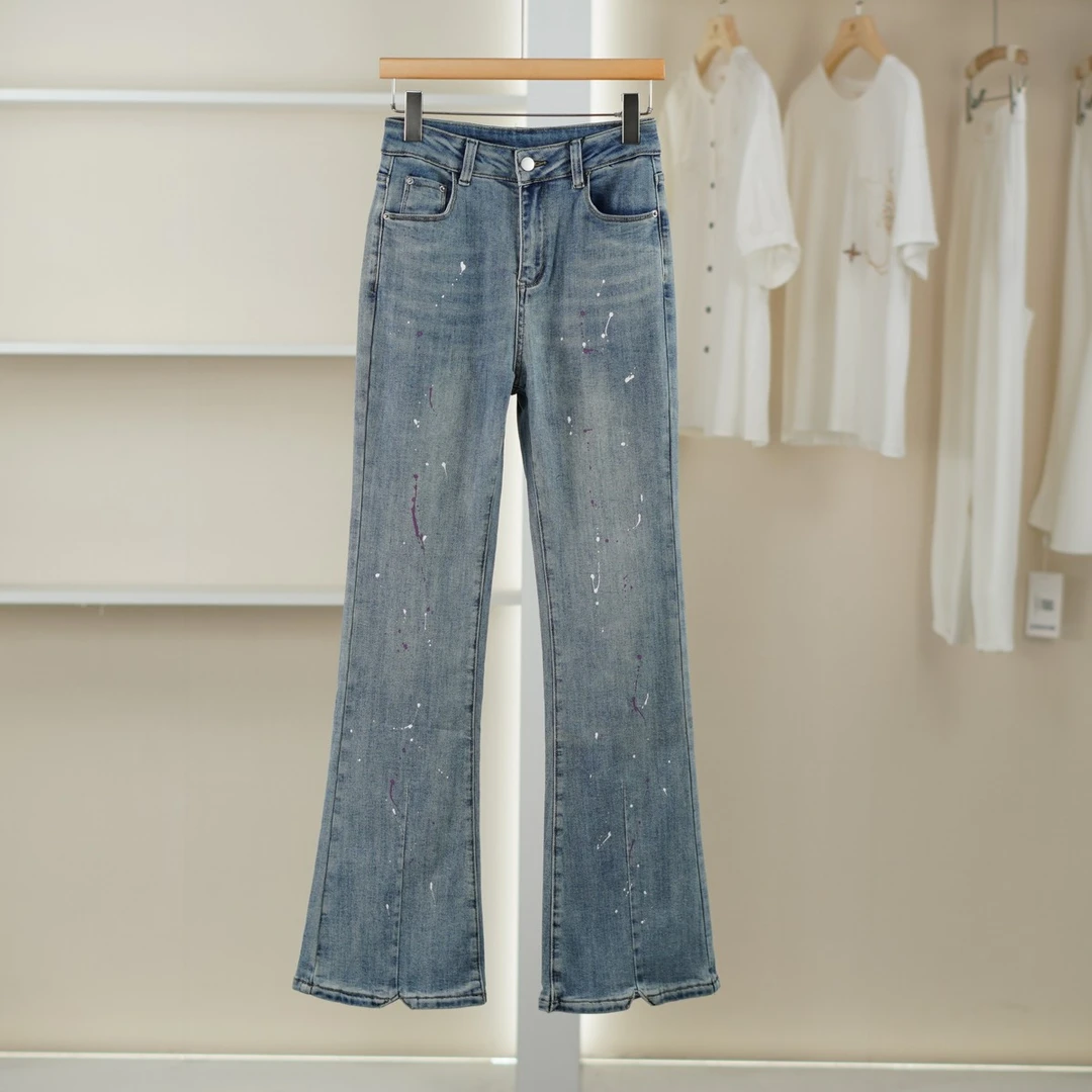 麦迪尚品【文M】51216105 通勤百搭泼墨牛仔裤春秋女装专柜撤柜