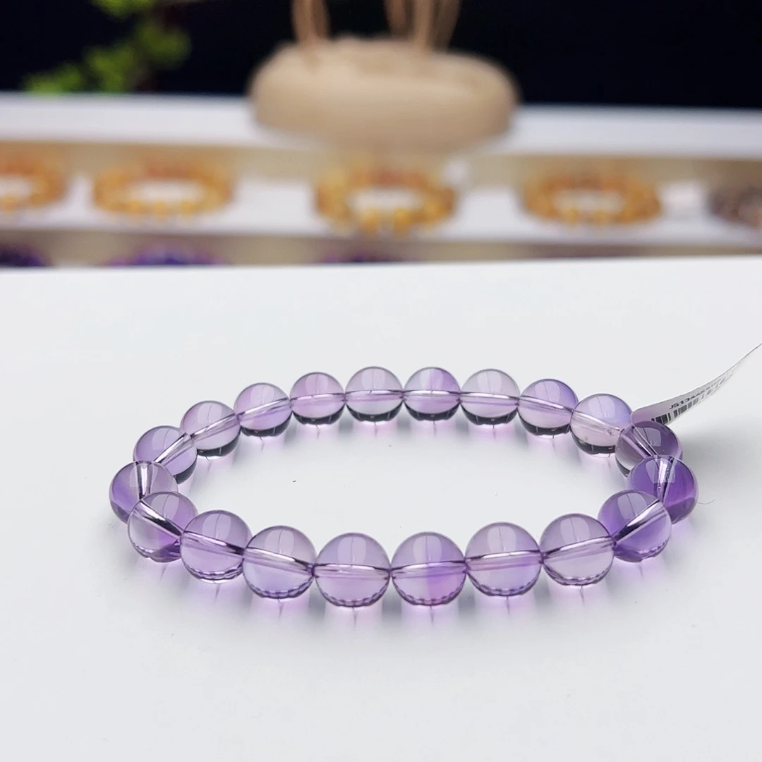 水晶未镶嵌手链玻利维亚紫水晶9.5mm25.25