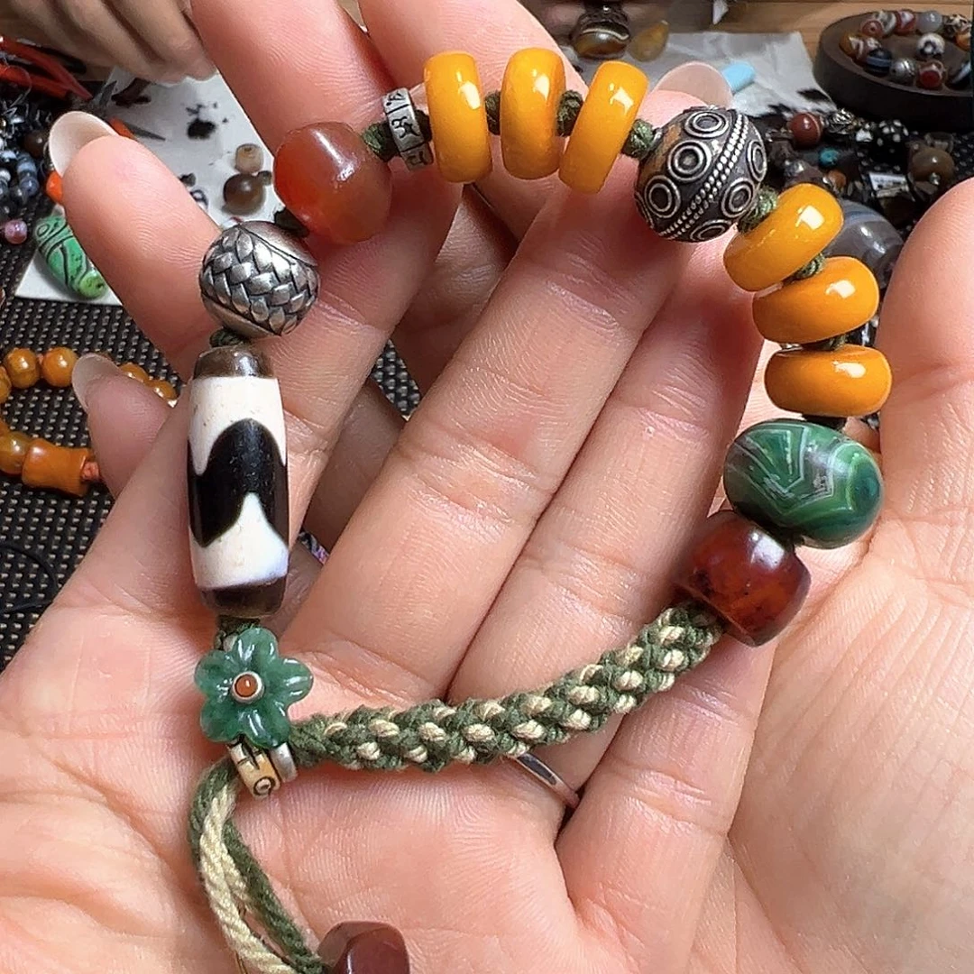 纯铜花岗石纯铜锡合金原创手串