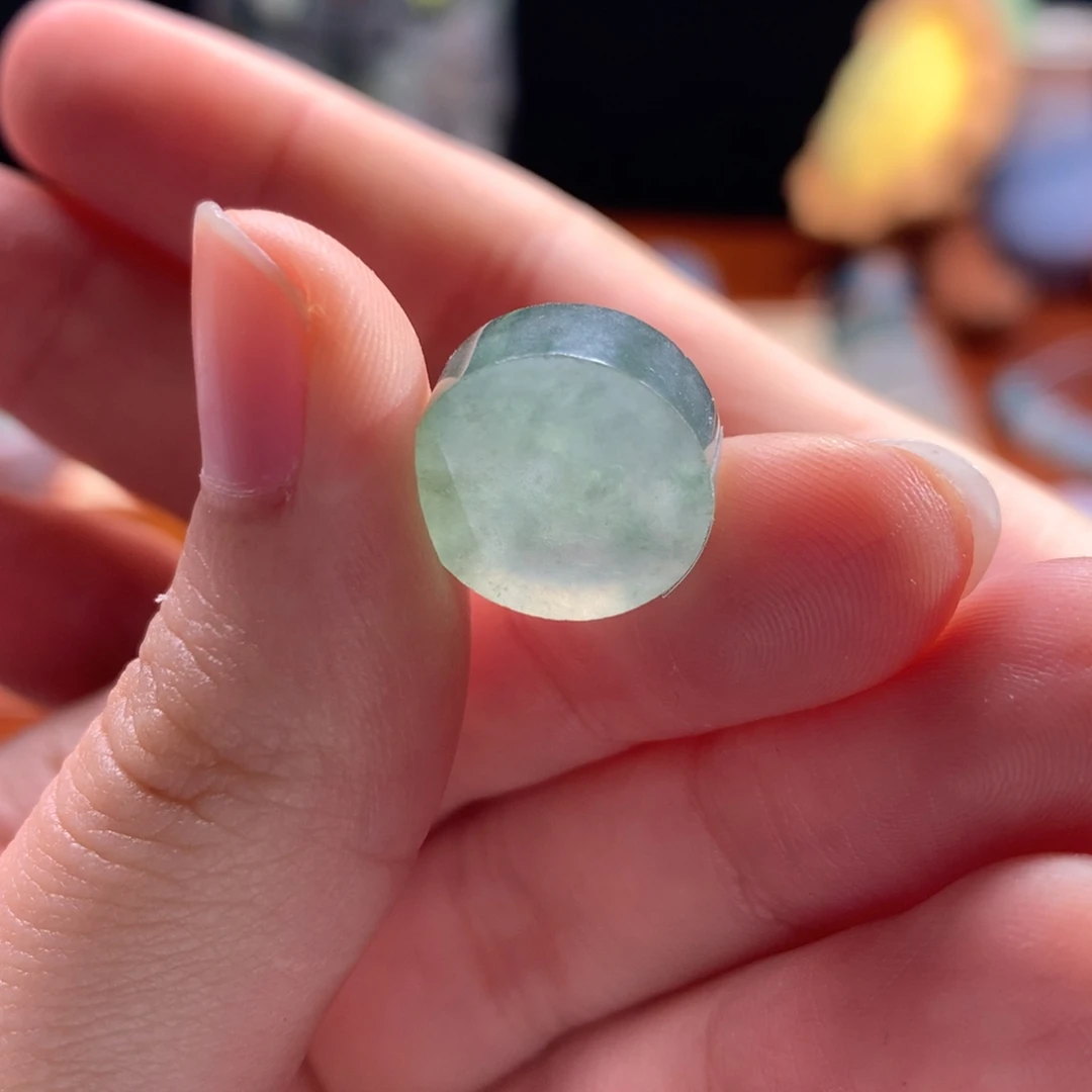定制翡翠未镶嵌冰绿茶戒指心